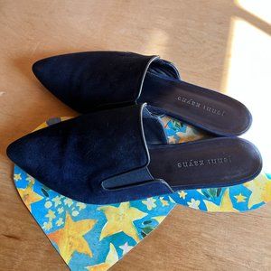 JENNI KAYNE Suede Mule in Navy Slip On Pointed Toe